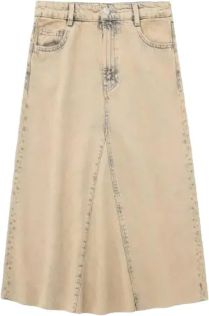 -Women's Vintage Denim Midi Skirt Summer High Waist All-Match Casual Long Skirt