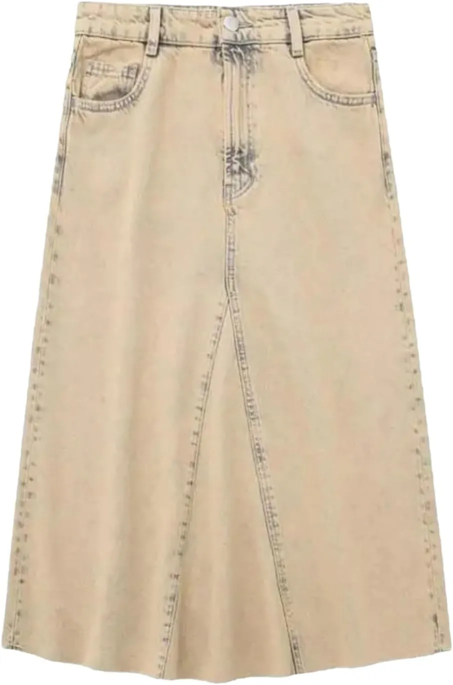 -Women's Vintage Denim Midi Skirt Summer High Waist All-Match Casual Long Skirt