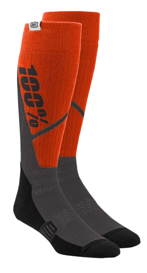 100% Torque Comfort Moto Socks - Orange/Charcoal - Large/XL 20053-00008