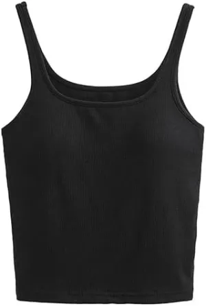 5 Packs Women's Ribbed Tank Top Camisole with Padding Multi-Color