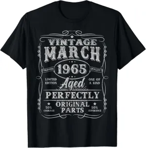 60 Year Old Vintage March 1965 Retro 60th Birthday Men Women T-Shirt