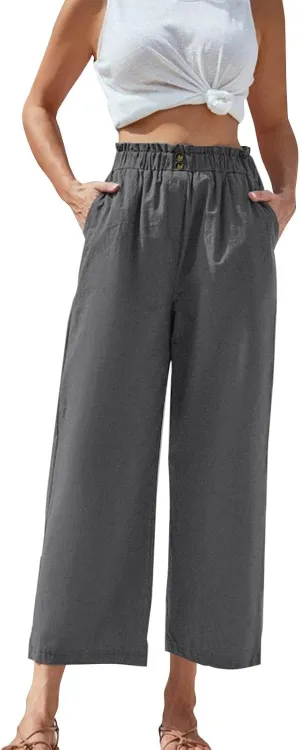 ADHOWBEW Womens Summer Pants 2025 Dressy Trousers Loose Fit Comfy Lounge Cover Ups Slacks Casual Plus Size Trendy Pants
