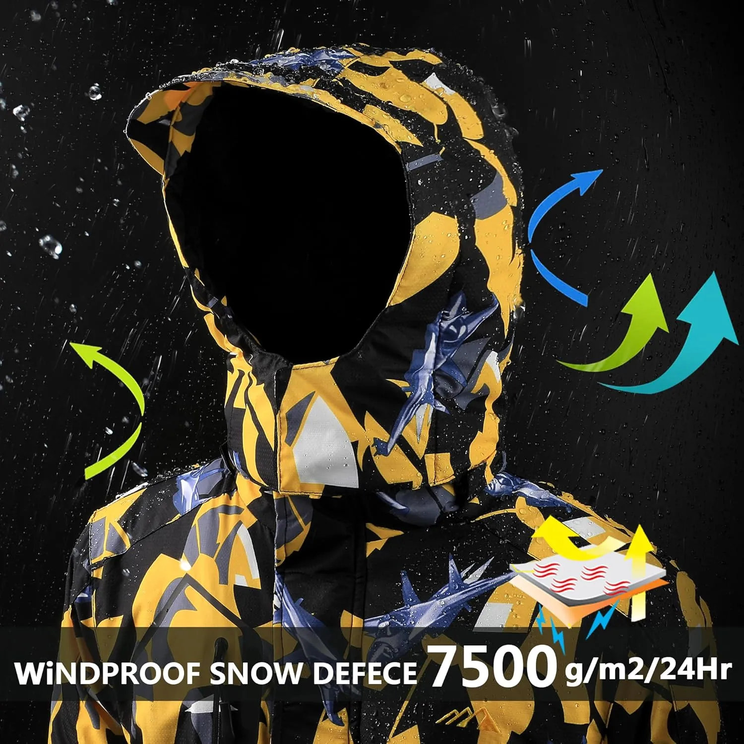 AFILOK Boy's Ski Jacket Waterproof Breathable Kids Fleece Lined Windproof Hooded Snowboard Coats