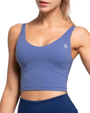 AKASO Womens Longline Sports Bra Tank Top Padded Workout Running Yoga