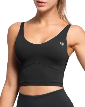 AKASO Womens Longline Sports Bra Tank Top Padded Workout Running Yoga