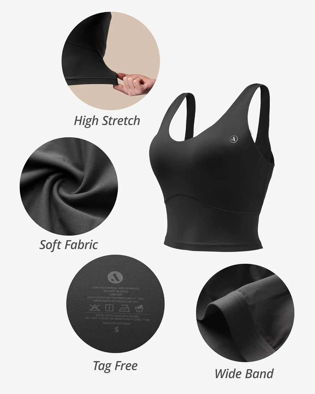 AKASO Womens Longline Sports Bra Tank Top Padded Workout Running Yoga