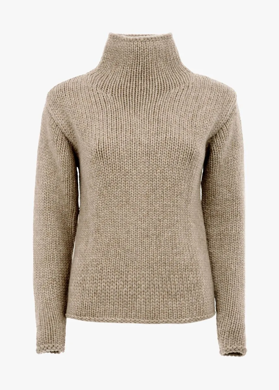 Arion Cashmere Chunky-Knit High-Neck - Mushroom