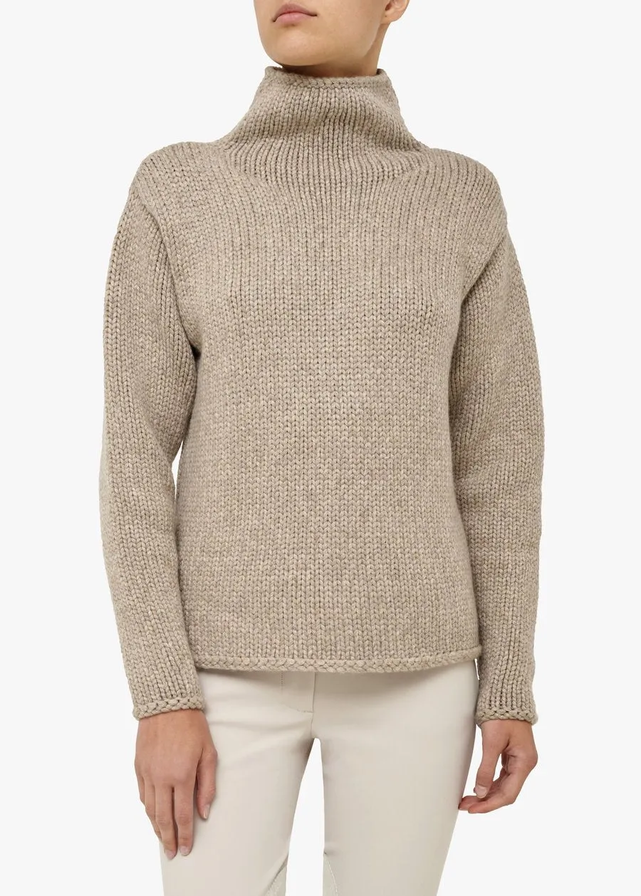 Arion Cashmere Chunky-Knit High-Neck - Mushroom