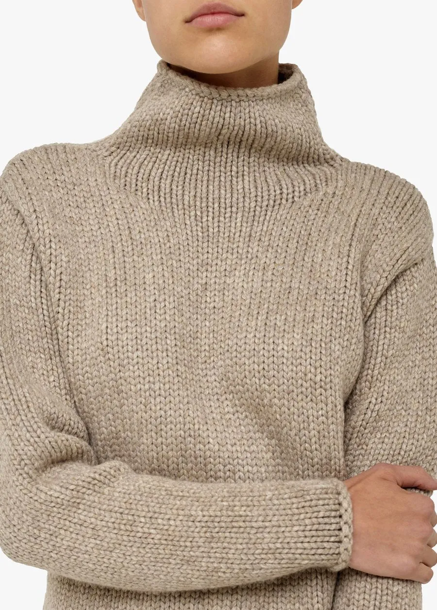 Arion Cashmere Chunky-Knit High-Neck - Mushroom
