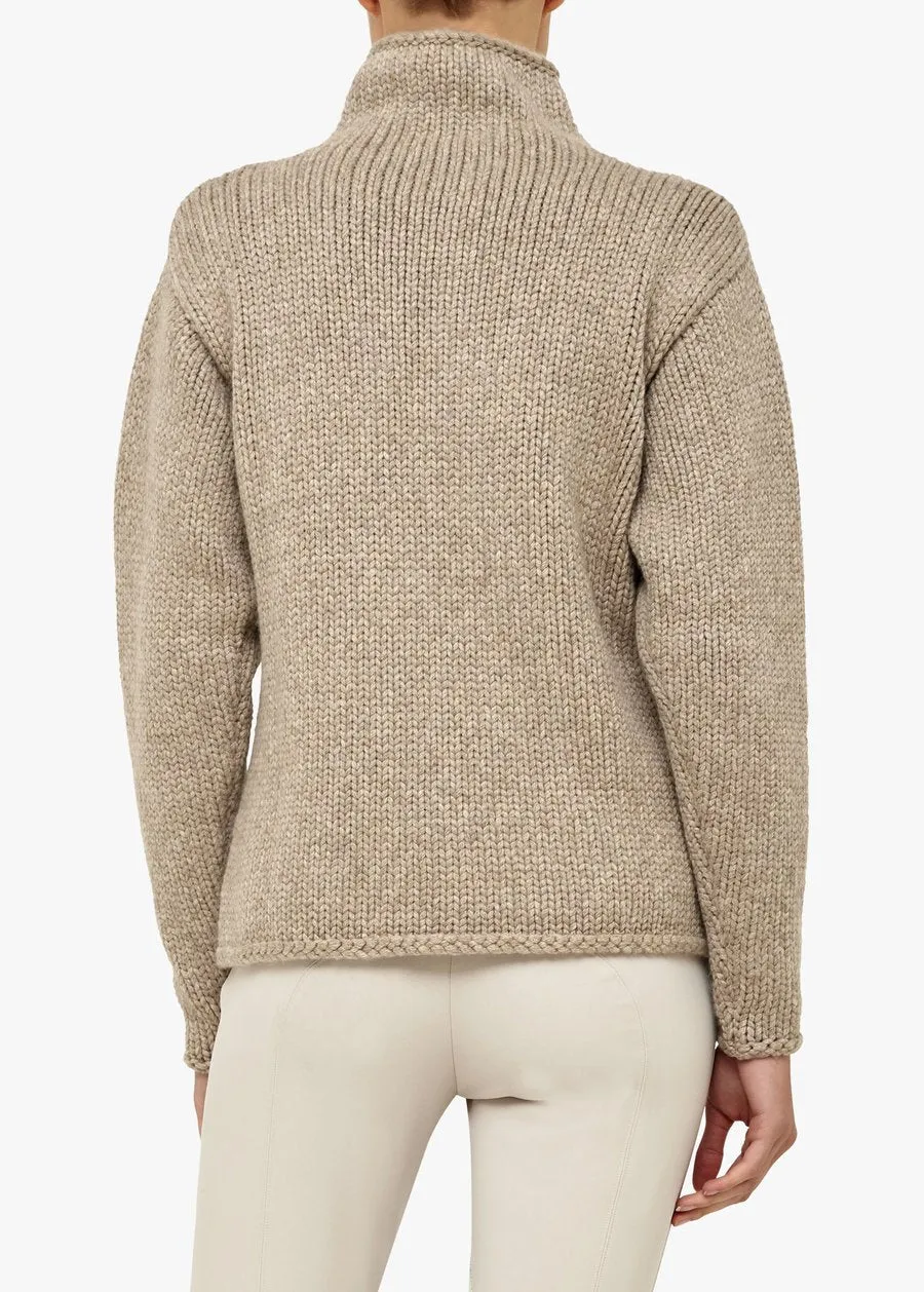 Arion Cashmere Chunky-Knit High-Neck - Mushroom