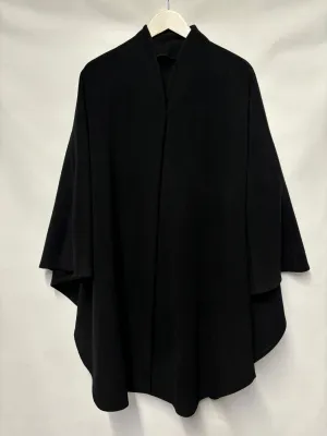 Ariston Black Wool Blend Cape One Size