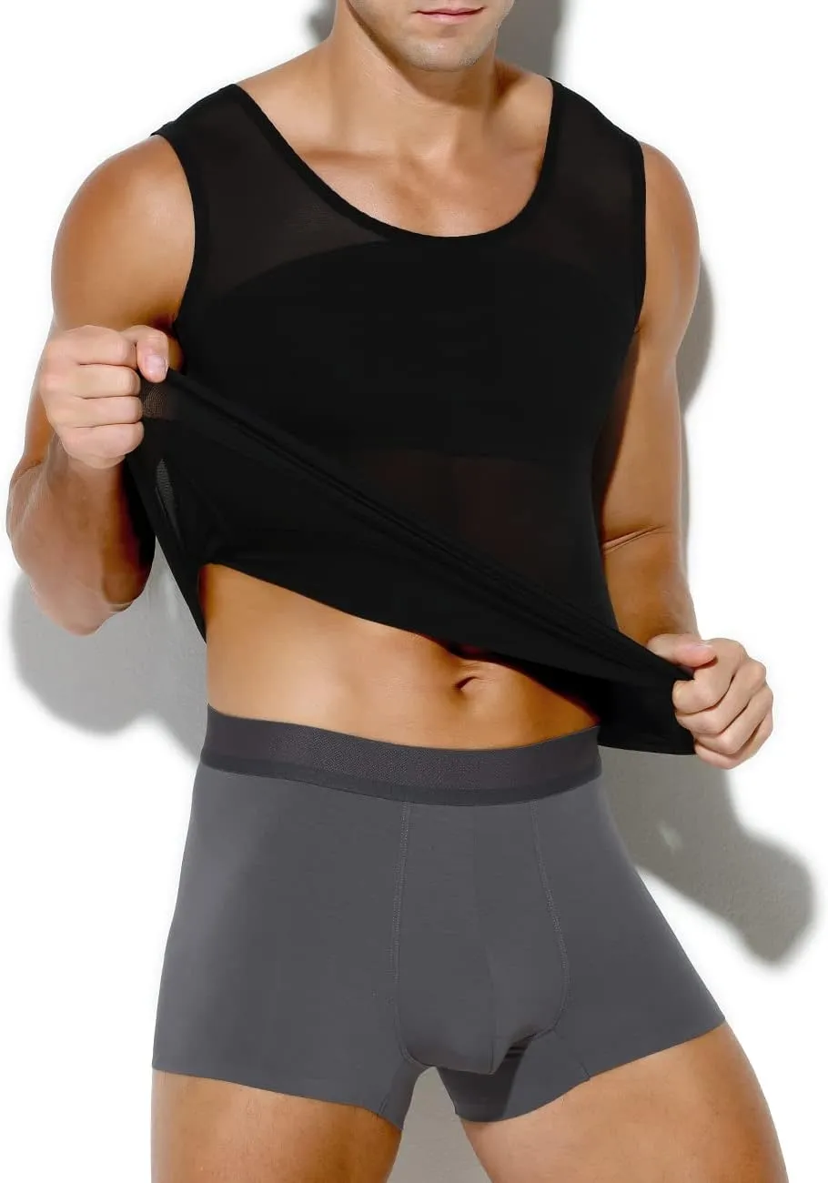 Arjen Kroos Men's Body Shaper Compression Mesh Tank Top Undershirts Shapewear
