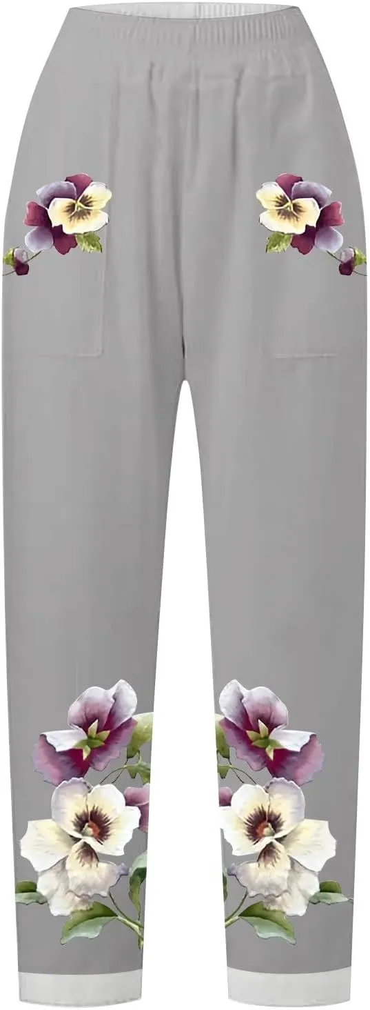 Baggy Linen Pants Women Pockets Spring Cotton Pants Women Summer Womens Palazzo Pants Plus Size