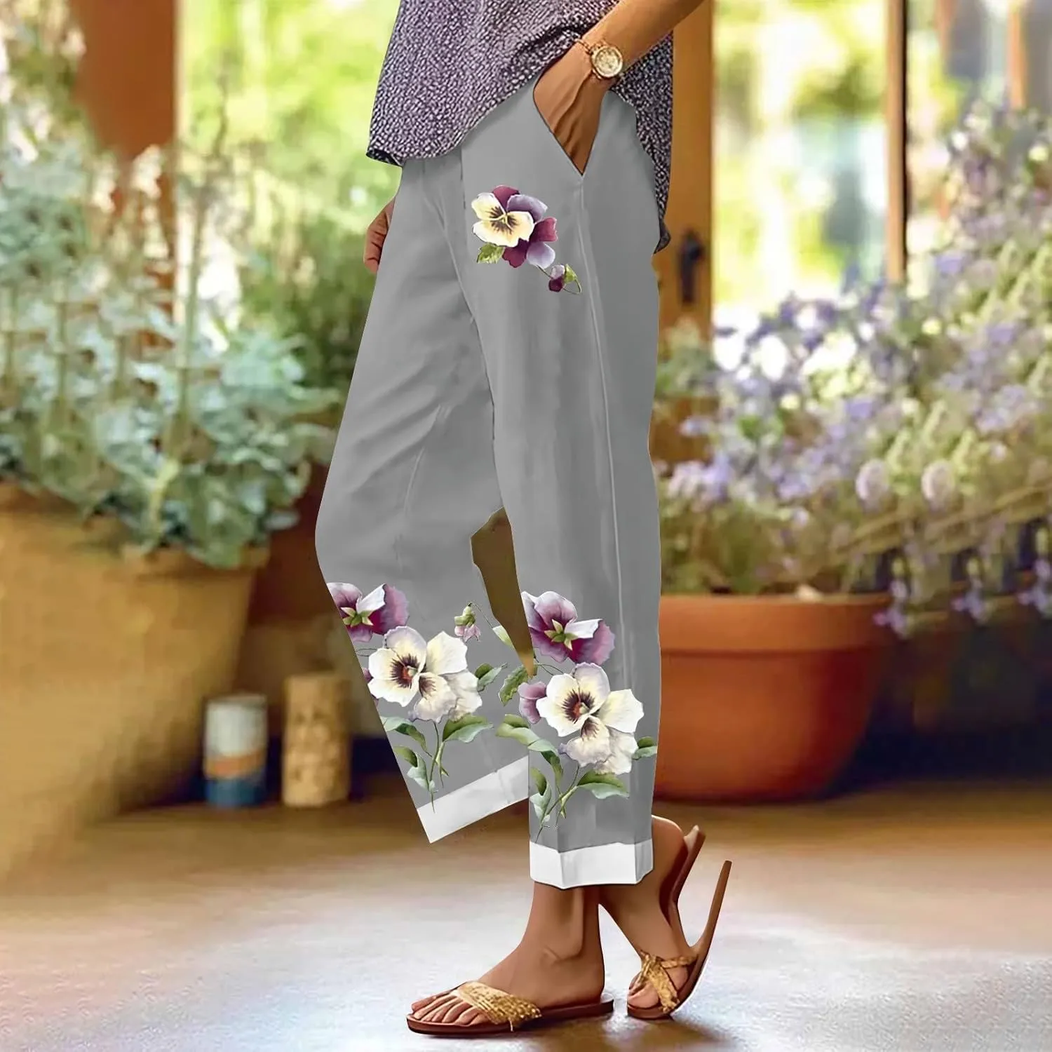 Baggy Linen Pants Women Pockets Spring Cotton Pants Women Summer Womens Palazzo Pants Plus Size