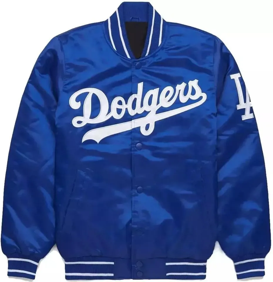 Baseball varsity jacket - LA blue and white letterman jacket for men.