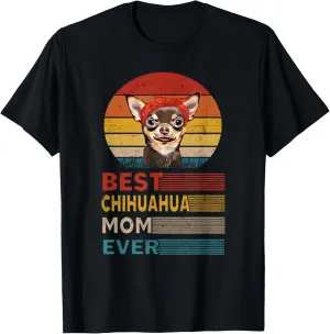 Best Chihuahua Mom Ever Retro Vintage Sunset T-Shirt