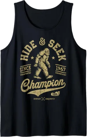 Bigfoot Hide And Seek Champion Funny Sasquatch Retro Vintage Tank Top