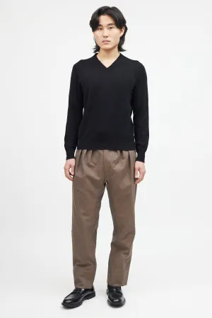 Black Cashmere Knit V-Neck Sweater