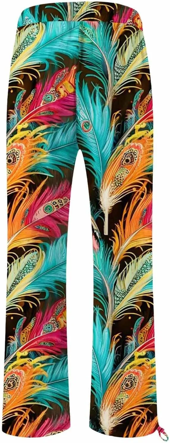 Boho Pants for Women Linen Palazzo Pants 2025 Summer High Waisted Boho Wide Leg Lounge Pant Trousers with Pocket