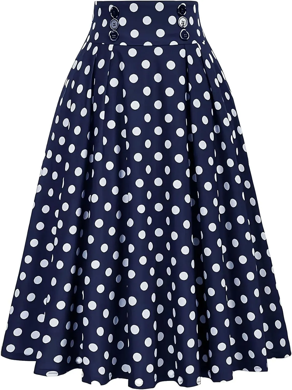 Boho Skirt for Women Elegant Polka Dot High Elastic Waist Skirt Summer Pleated A-Line Flared Maxi Skirts Clothes 2024