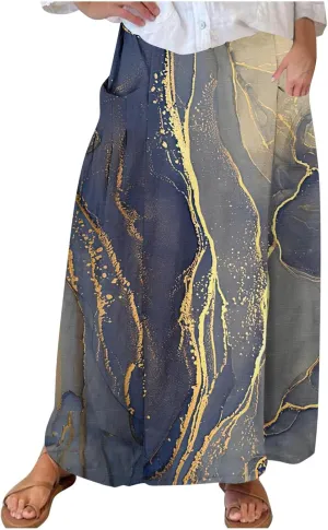 Boho Skirt for Women Floral Butterfly Graphic Skirts High Waisted Plus Size Baggy Skirts Pleated Skirt Outfits