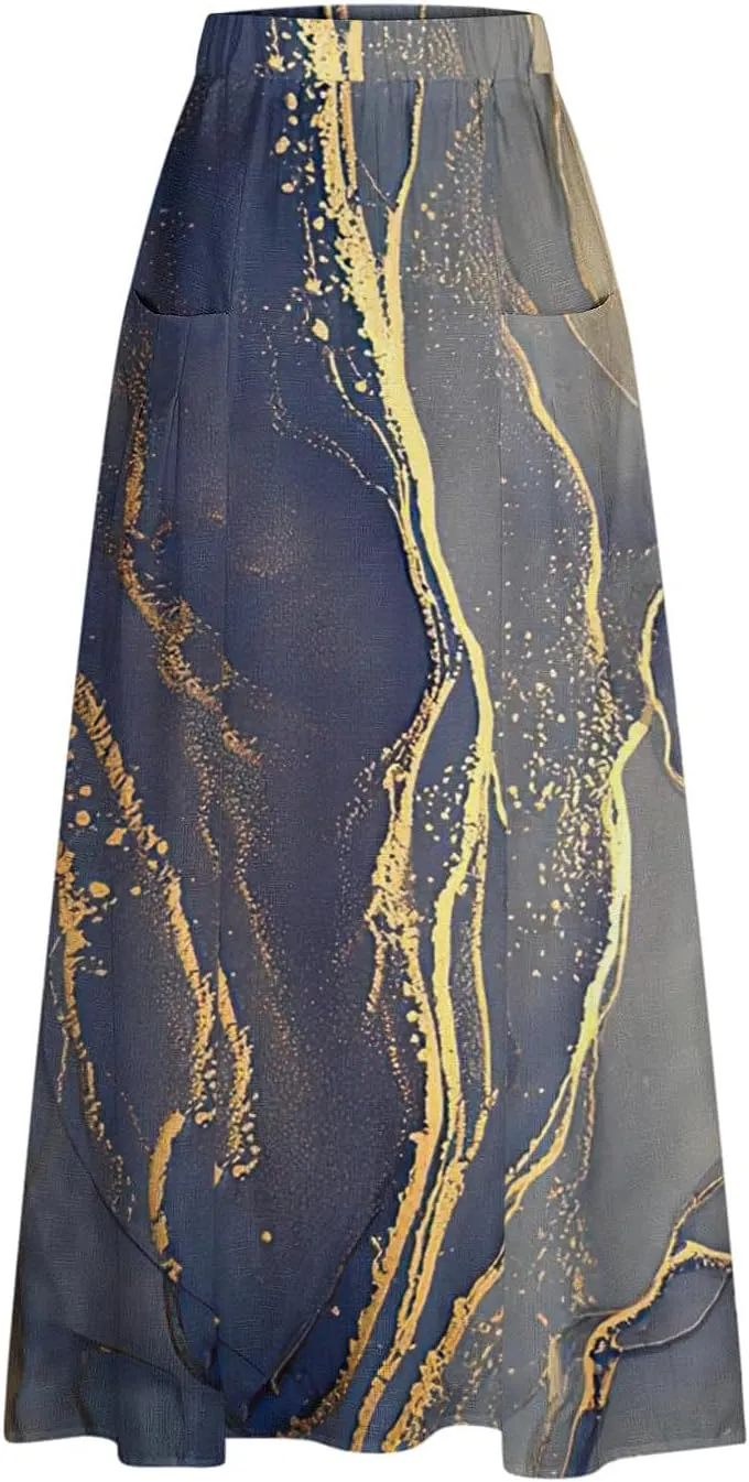 Boho Skirt for Women Floral Butterfly Graphic Skirts High Waisted Plus Size Baggy Skirts Pleated Skirt Outfits