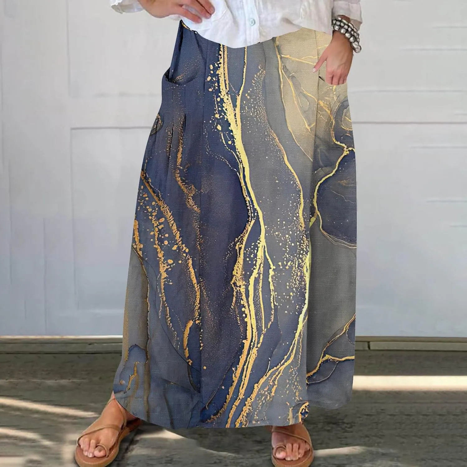 Boho Skirt for Women Floral Butterfly Graphic Skirts High Waisted Plus Size Baggy Skirts Pleated Skirt Outfits