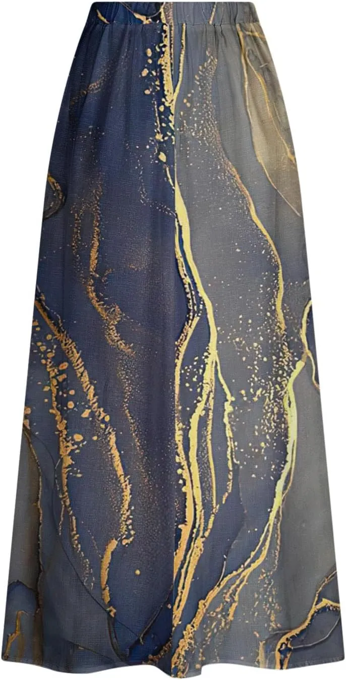 Boho Skirt for Women Floral Butterfly Graphic Skirts High Waisted Plus Size Baggy Skirts Pleated Skirt Outfits