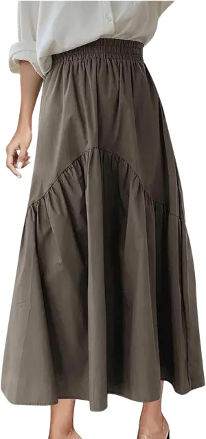 Boho Summer Maxi Skirts for Women, 2025 Trendy Casual Beach Skirt High Waist Bohemian Lightweight Flowy Skirts