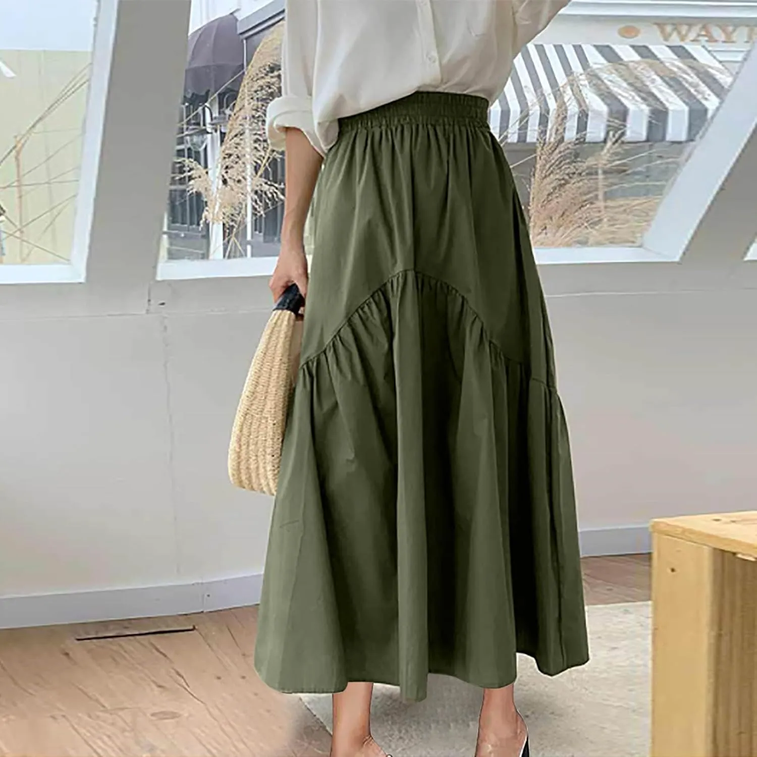 Boho Summer Maxi Skirts for Women, 2025 Trendy Casual Beach Skirt High Waist Bohemian Lightweight Flowy Skirts