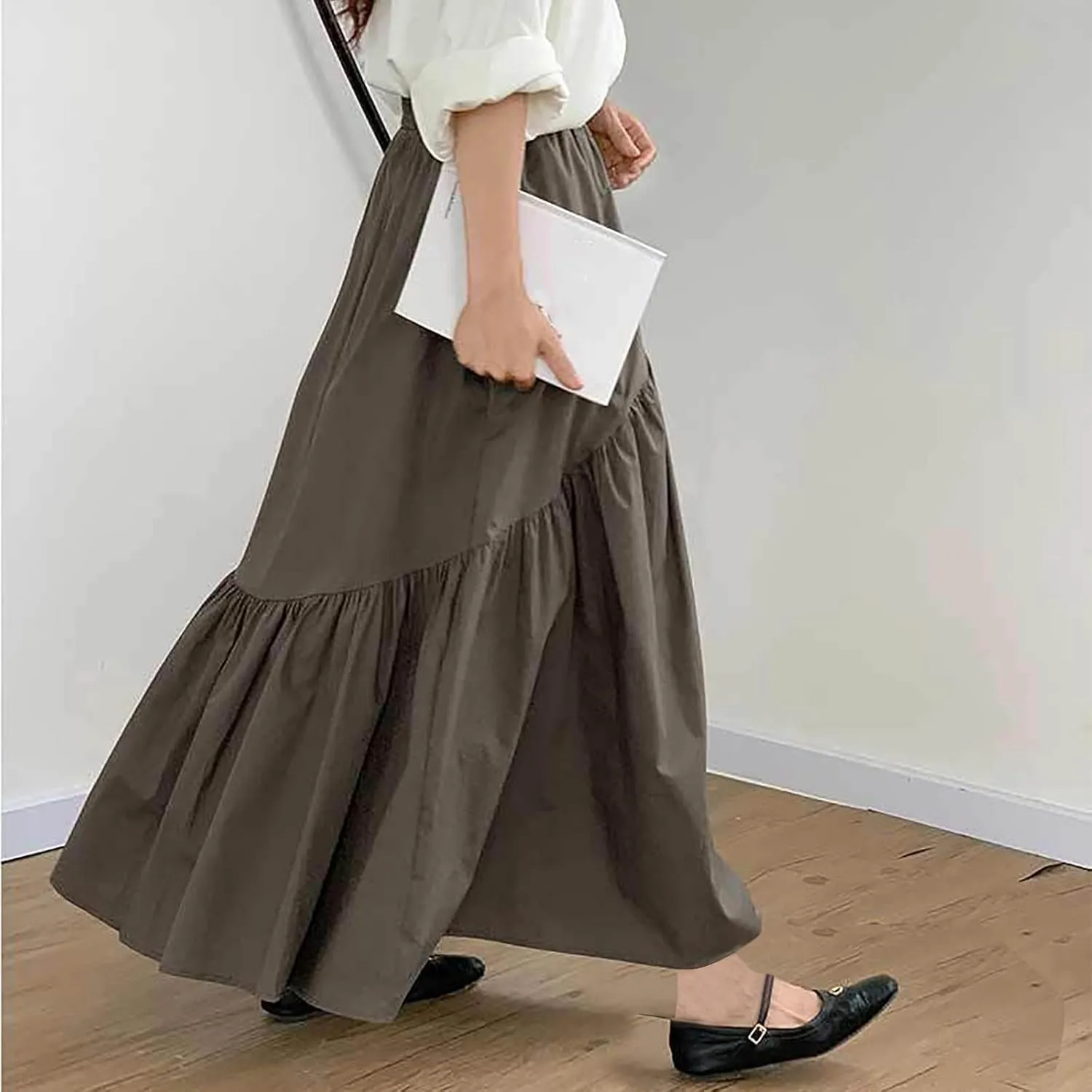Boho Summer Maxi Skirts for Women, 2025 Trendy Casual Beach Skirt High Waist Bohemian Lightweight Flowy Skirts