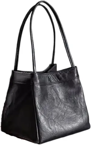Bucket Wrap Top Layer Soft Leather Handbag Shoulder Bag For Women