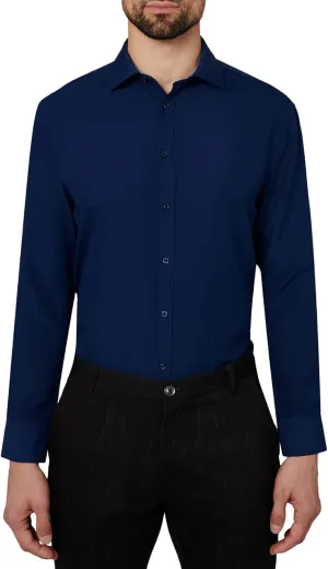 Calabrum Mens Long Sleeve Wrinkle Free Performance Dress Shirt