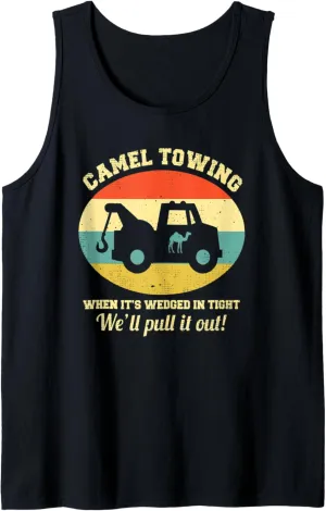 Camel Towing Retro Adult Humor Saying Funny Halloween Funny Tank Top