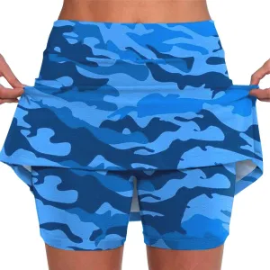 Camo Tennis Skirts for Women Plus Size Summer Athletic Workout Golf Skorts Activewear Tight Skinny Built in Leggings Shorts