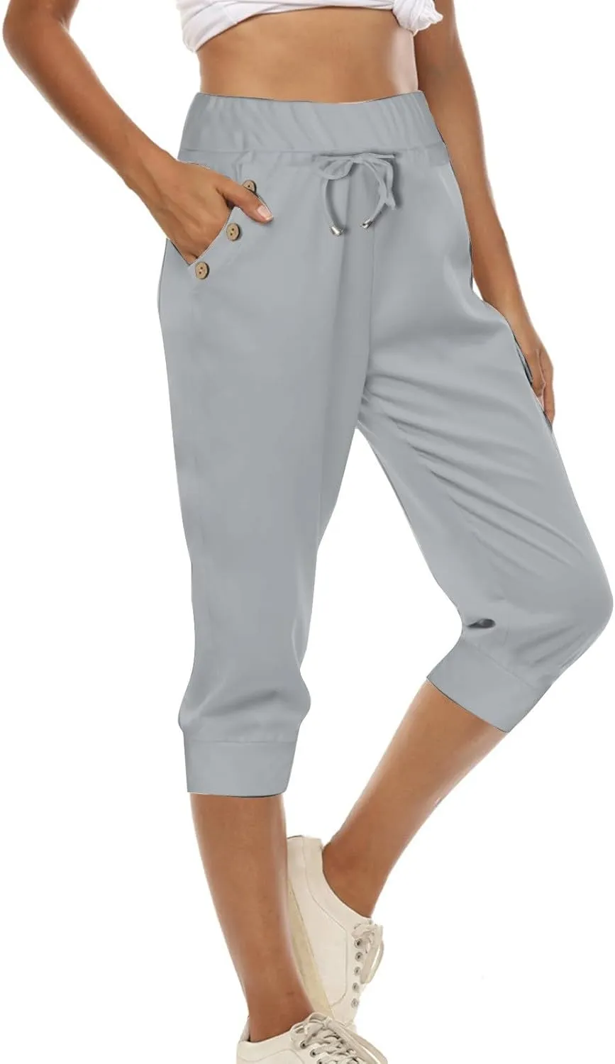 Capri Pants for Women Plus Size Capris Sweatpants for Women Summer Lightweight Stretchy Capri Joggers with Pockets