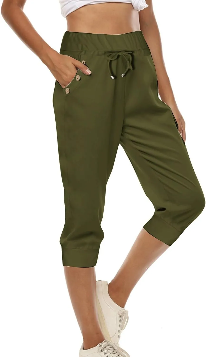 Capri Pants for Women Plus Size Capris Sweatpants for Women Summer Lightweight Stretchy Capri Joggers with Pockets