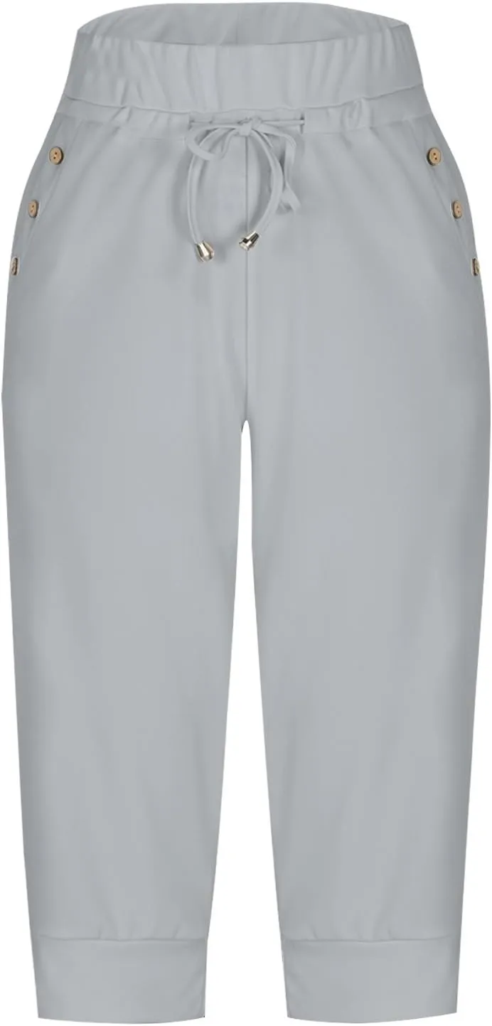 Capri Pants for Women Plus Size Capris Sweatpants for Women Summer Lightweight Stretchy Capri Joggers with Pockets