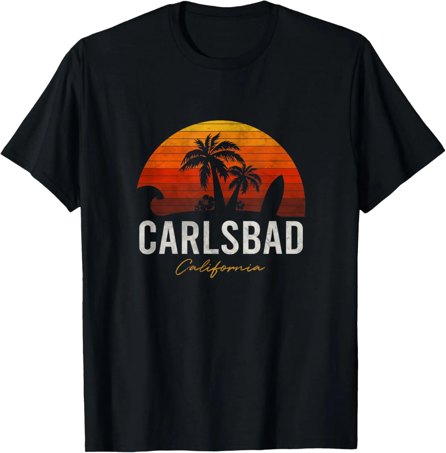 Carlsbad California CA Palms Surf Sunset Vintage T-Shirt