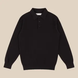 Cashmere polo shirt in dark brown