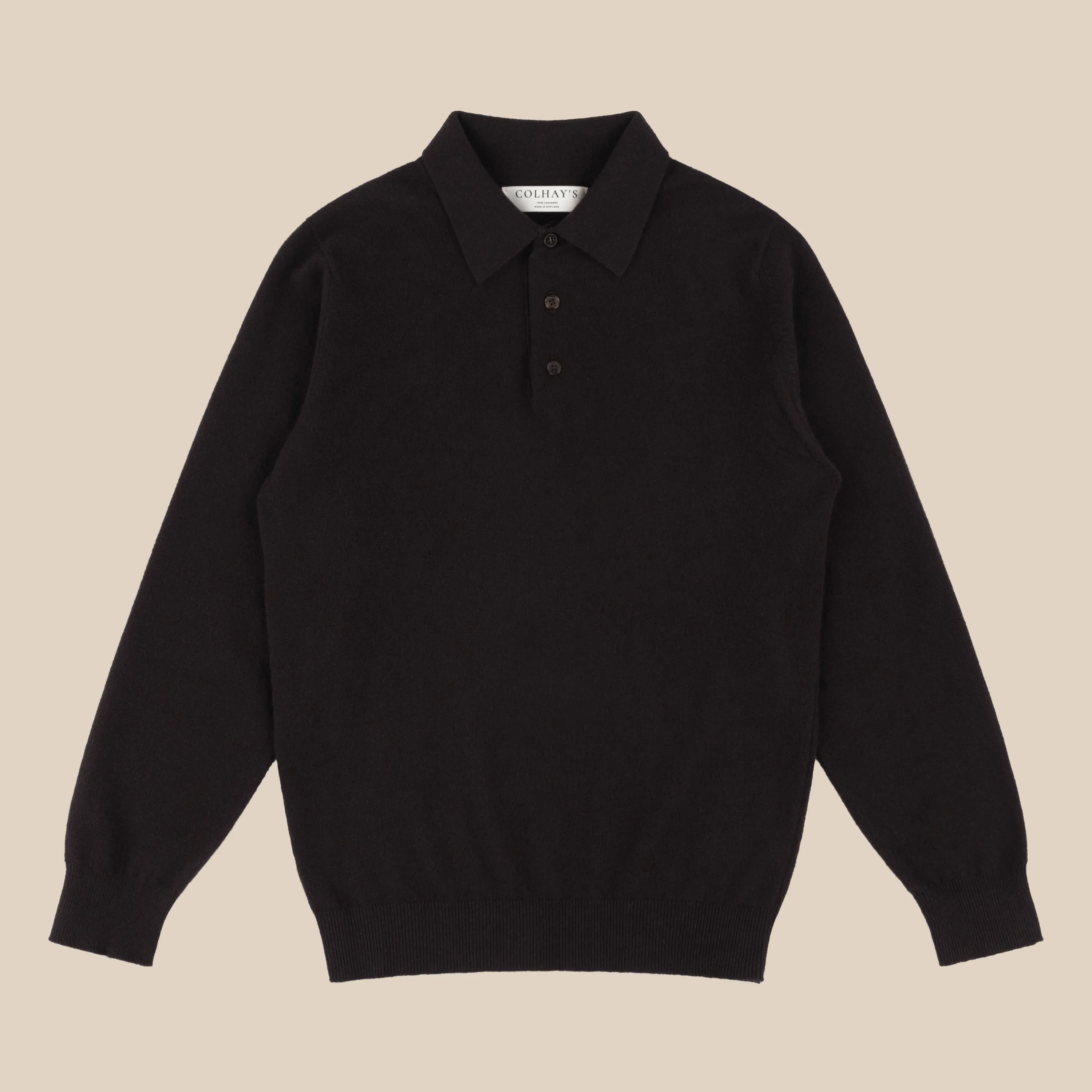 Cashmere polo shirt in dark brown