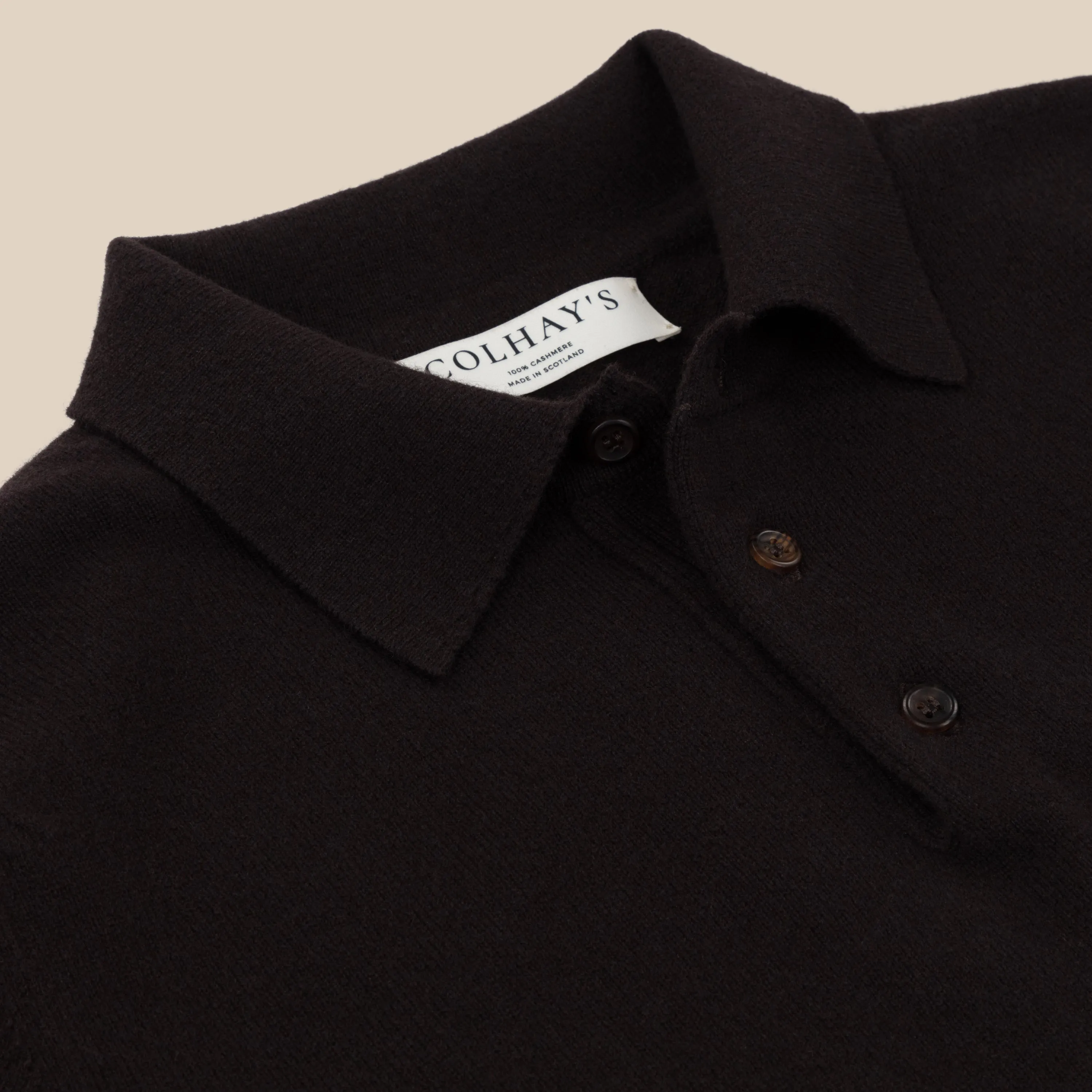 Cashmere polo shirt in dark brown