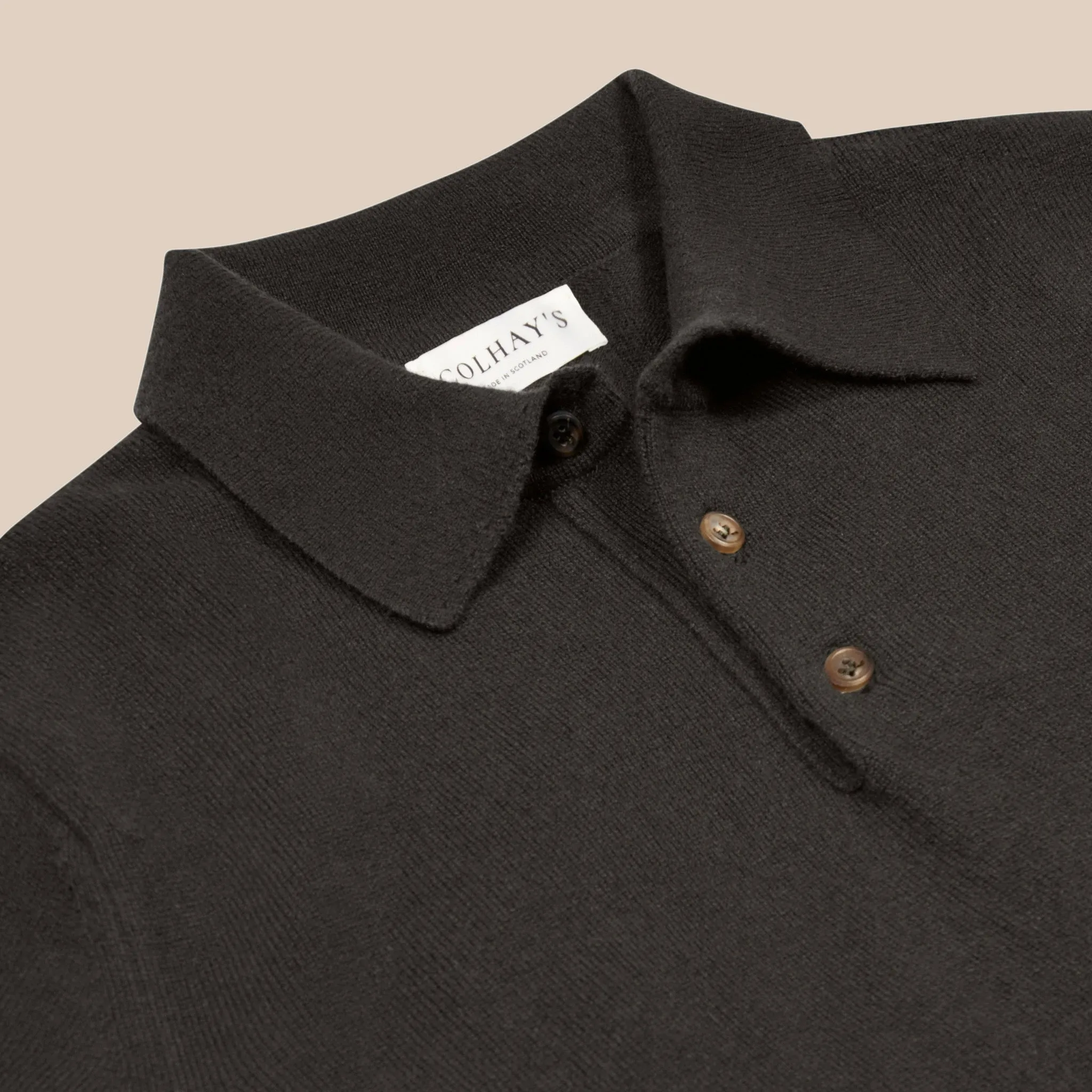 Cashmere polo shirt in dark olive