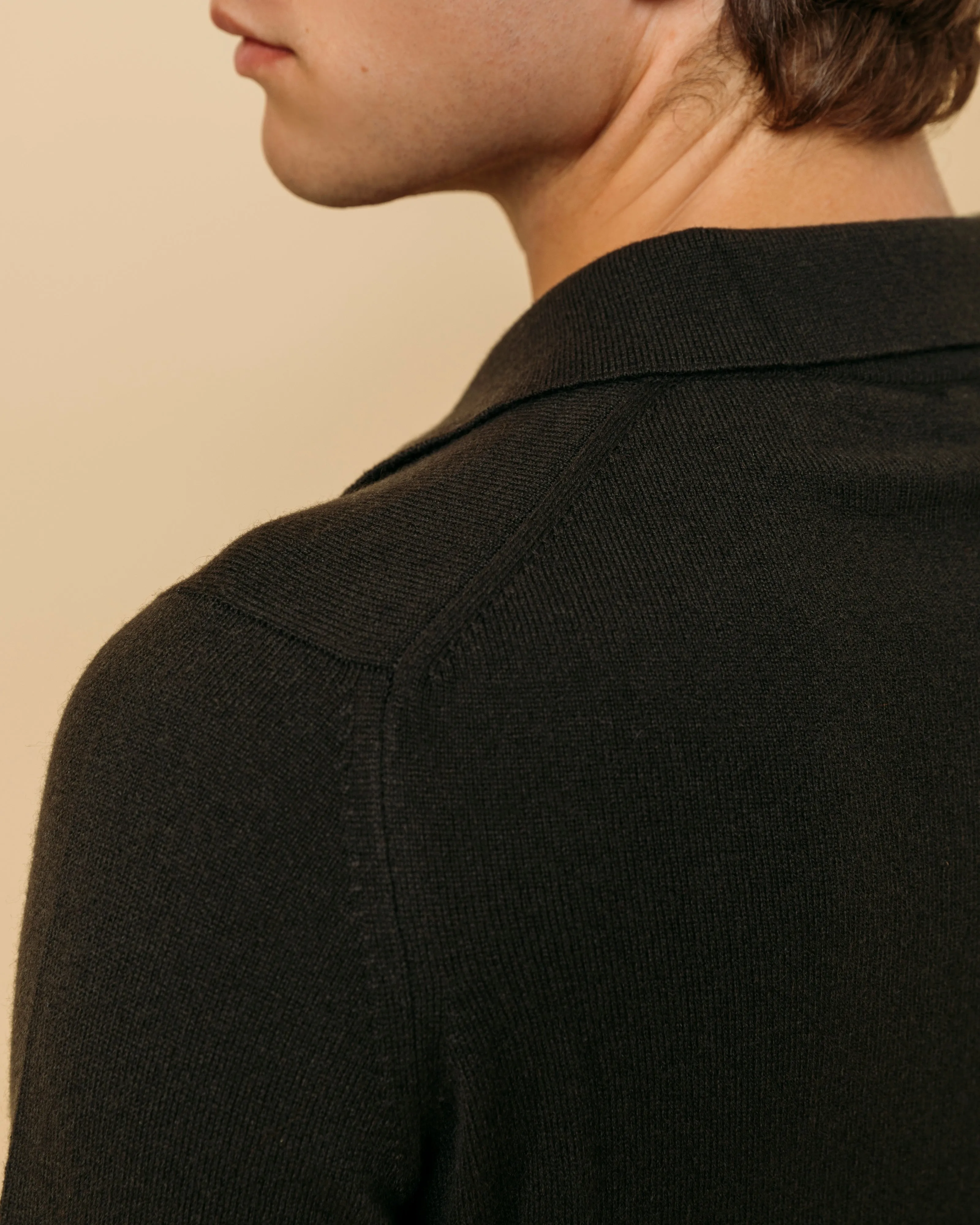 Cashmere polo shirt in dark olive