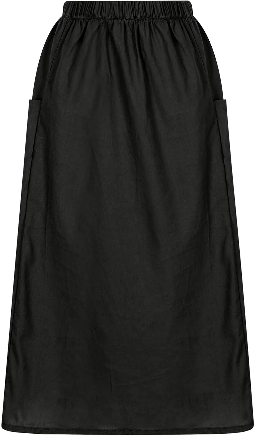 Casual A Line Midi Skirts for Women Elastic High Waisted Swing Flared Skirt Vintage Pleated Summer Dress