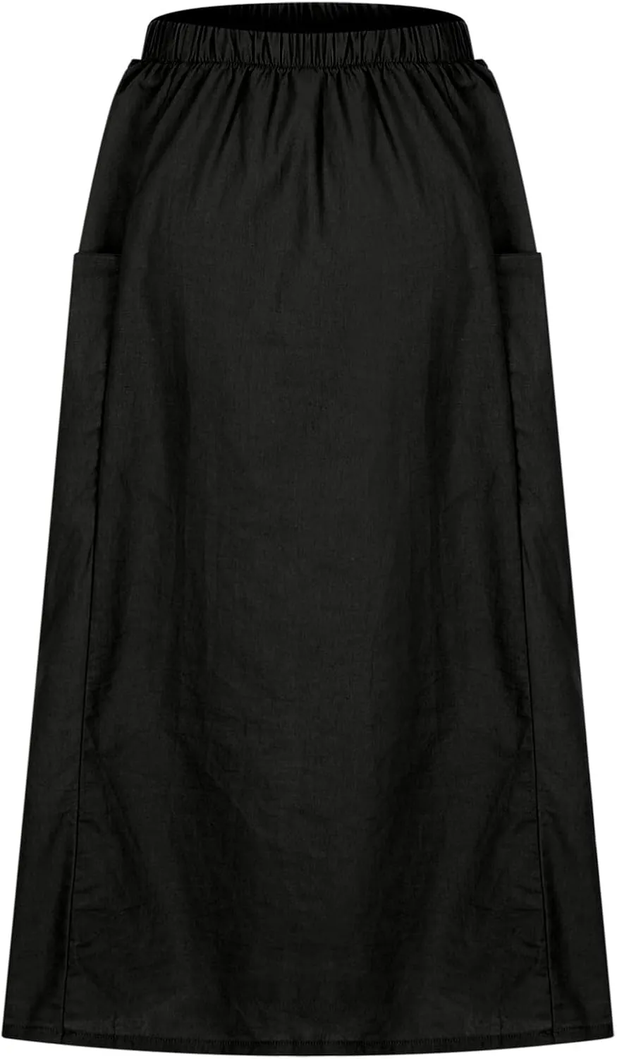 Casual A Line Midi Skirts for Women Elastic High Waisted Swing Flared Skirt Vintage Pleated Summer Dress