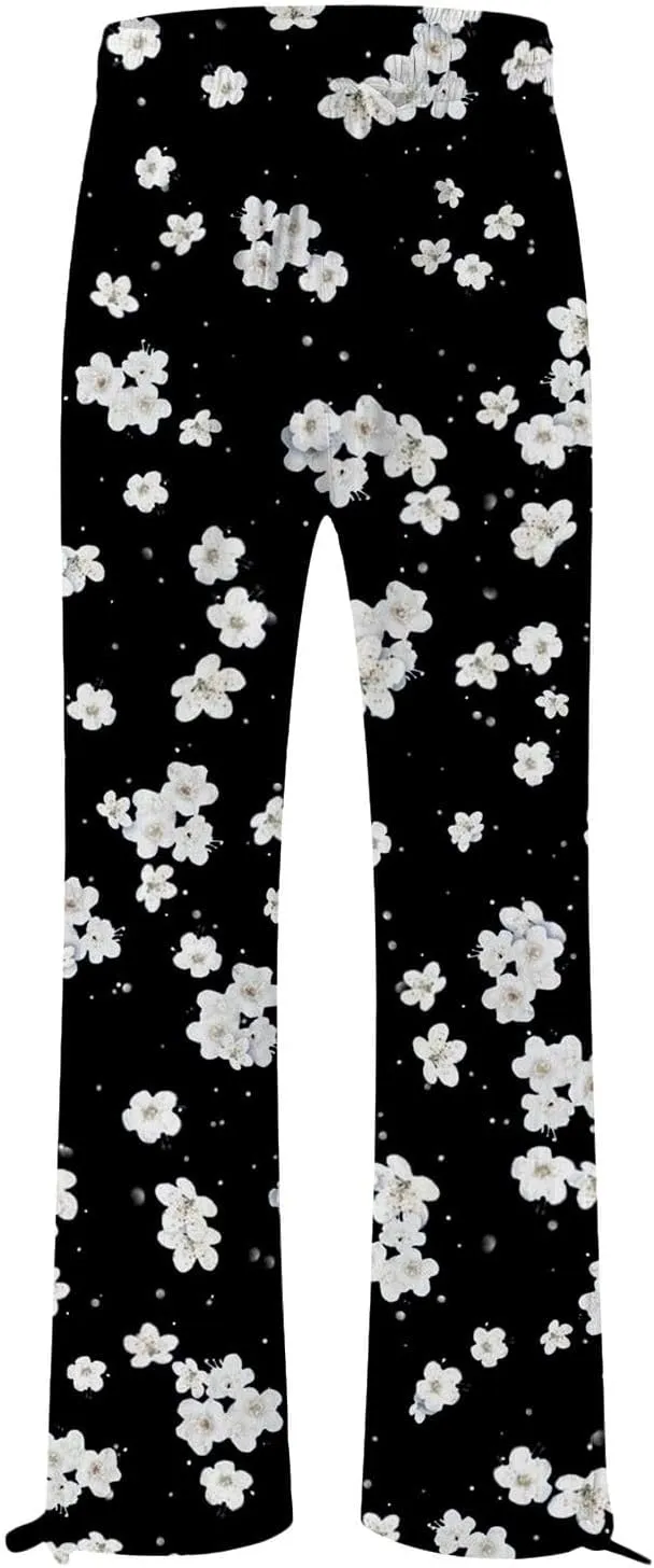 Casuals Lounge Business Pants with Pockets Womens Cotton Casual Loose Pants Comfy Elastic Drawstring Beach Palazzo