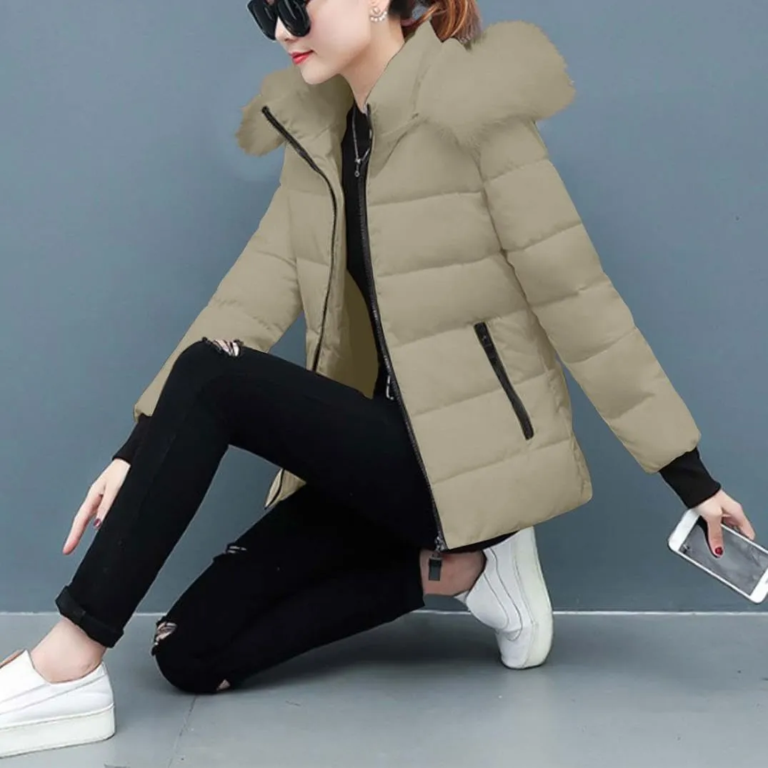 Ceboyel Womens Warm Winter Puffer Coats 2024 Trendy Hooded Jackets Thicken Down Coat With Hood Fur Lightweight