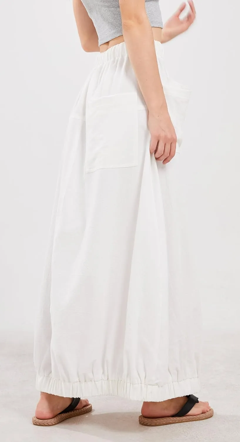 CHARTOU Women Baggy Parachute Skirt Comfy Casual Cotton Y2k Cargo Maxi Long Skirt