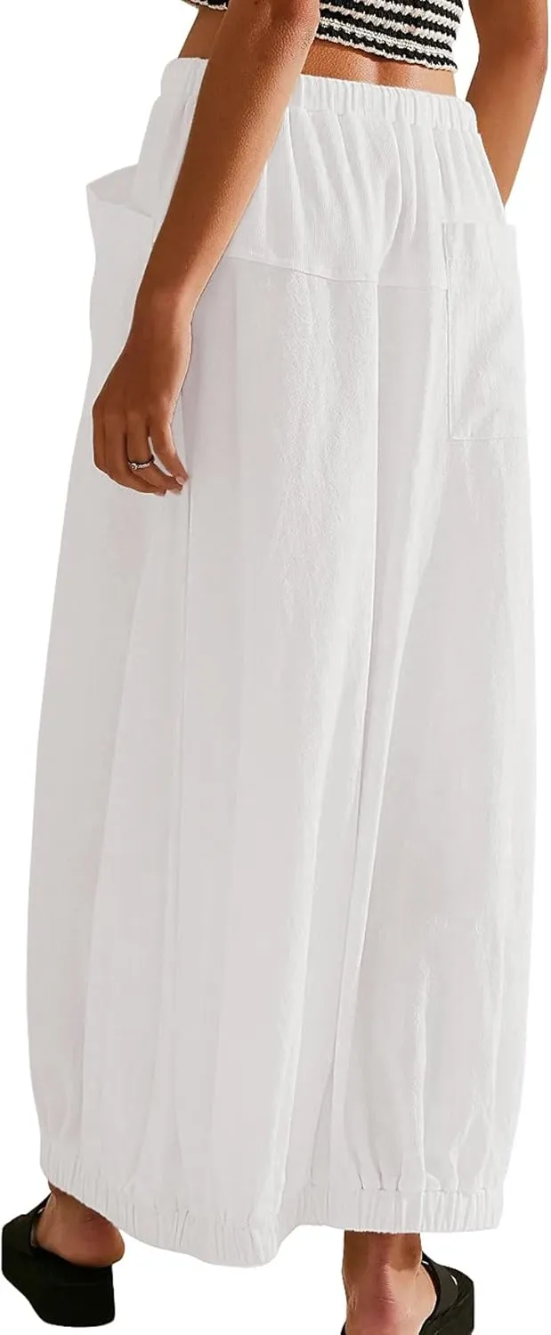 CHARTOU Women Baggy Parachute Skirt Comfy Casual Cotton Y2k Cargo Maxi Long Skirt